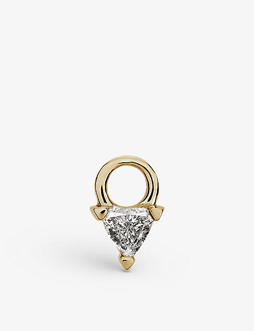 MARIA TASH: Triangle 18ct yellow-gold and 0.05ct brilliant-cut diamond charm earring