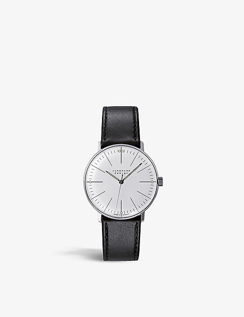 JUNGHANS: 27/3700.02 Max Bill stainless-steel and leather manual watch