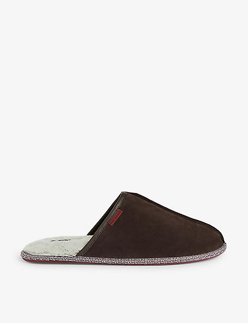 TED BAKER: Peterr faux fur-lined suede mule slippers