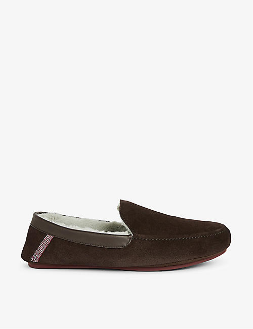 TED BAKER: Valant faux fur-lined moccasin suede slippers