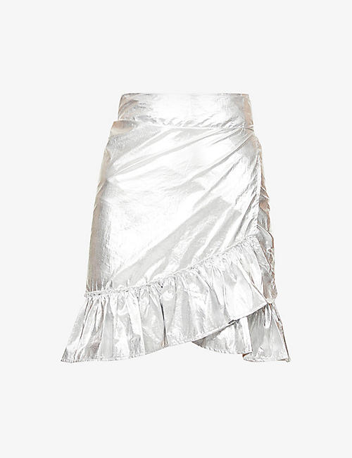 AMY LYNN: Stevie ruffled high-rise metallic mini skirt