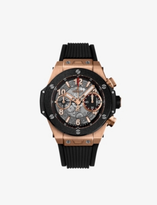 Hublot 5z4mr0 Big Bang Unico 18kt Rose Gold Sapphire Crystal Watch In Black