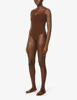 Skims Fits Everybody Scoop-neck Stretch-jersey Body In Cocoa