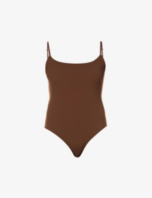 Skims Fits Everybody Scoop-neck Stretch-jersey Body In Cocoa