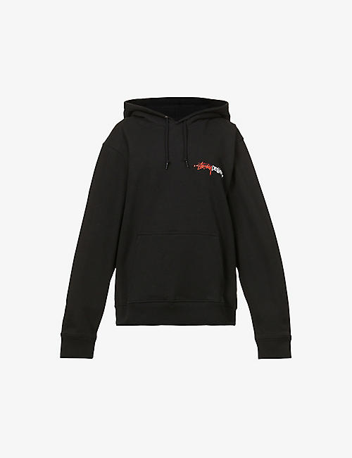 STUSSY: Positive Vibrations embroidered cotton-blend hoody