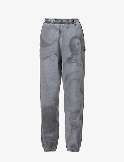 STUSSY: Venus garment-dyed relaxed-fit mid-rise cotton-jersey jogging bottoms