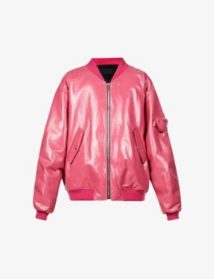 PRADA: Oversized leather bomber jacket