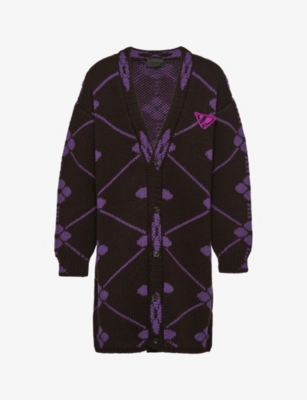 PRADA: Oversized jacquard-knit wool cardigan