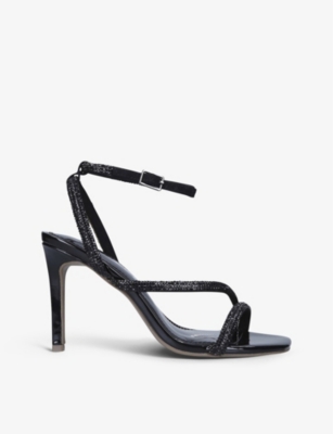 Carvela Paparazzi Heeled Rhinestone-encrusted Sandals In Black