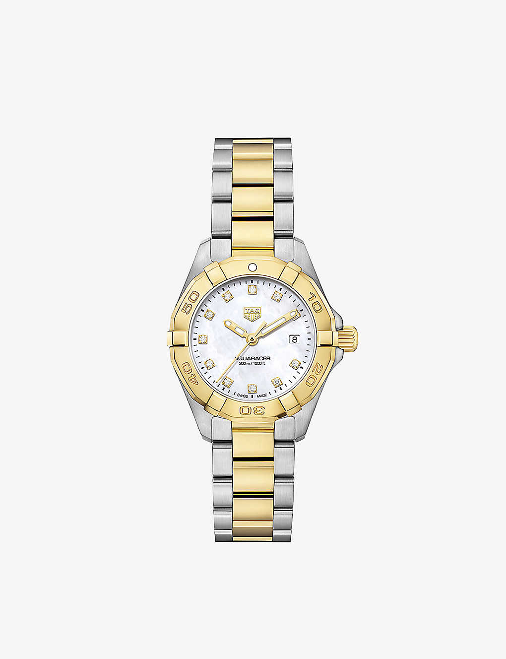 Tag Heuer Womens Silver And Gold Wbd1422.bb0321 Aquaracer 18ct Yellow Gold-plated Stainless-steel, 0