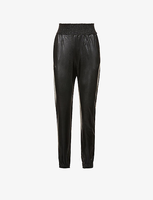 COMMANDO: Relaxed-fit wide-leg high-rise faux-leather jogging bottoms