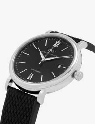 Shop Iwc Schaffhausen Men's Black Iw356502 Portofino Stainless Steel Automatic Watch