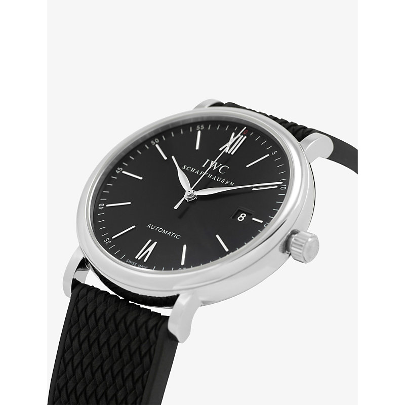 Shop Iwc Schaffhausen Men's Black Iw356502 Portofino Stainless Steel Automatic Watch