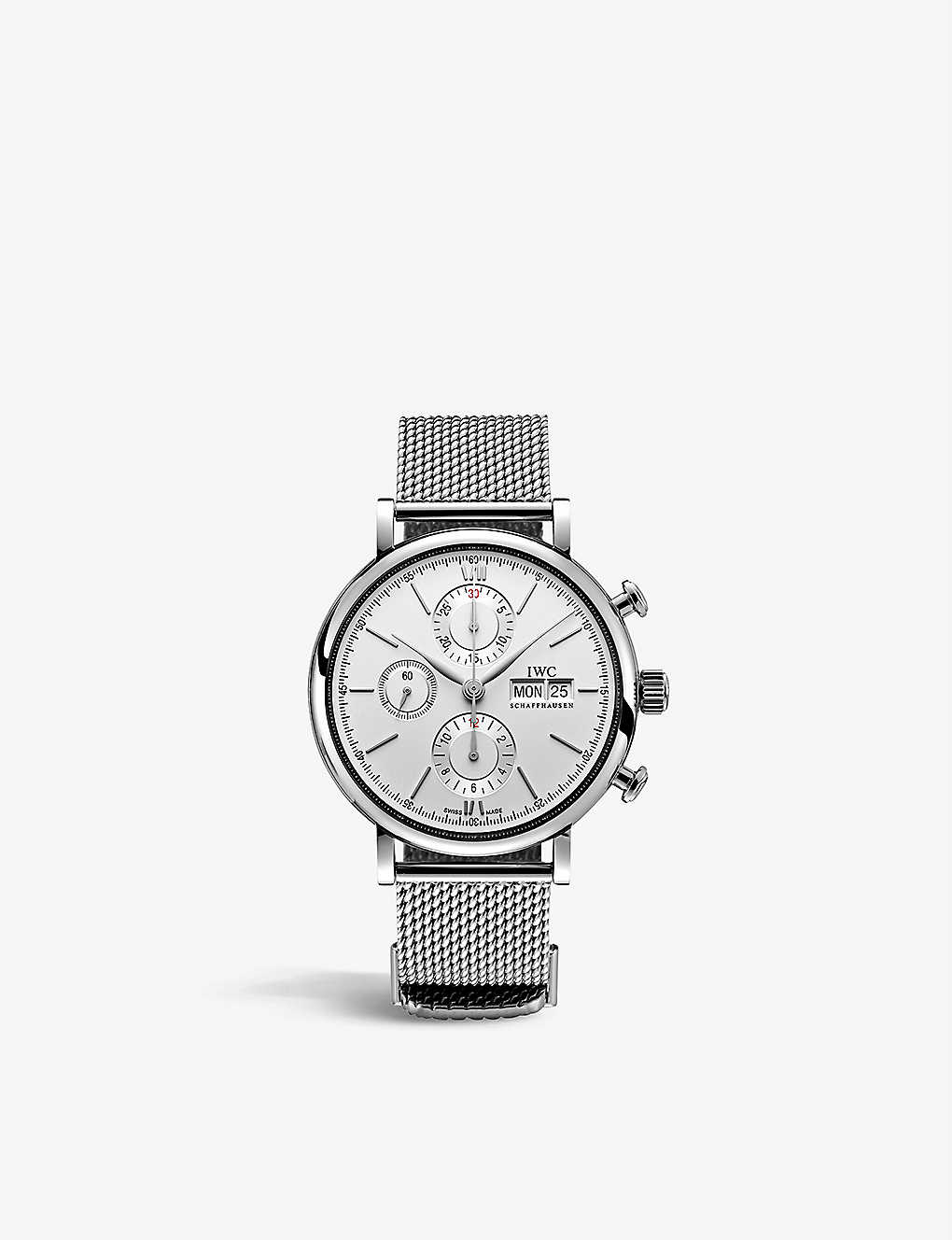 Shop Iwc Schaffhausen Men's Silver Iw356506 Portofino Stainless-steel Chronograph Watch