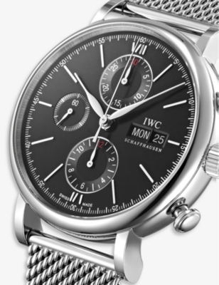 Shop Iwc Schaffhausen Mens Silver Iw356505 Portofino Stainless-steel Automatic Watch