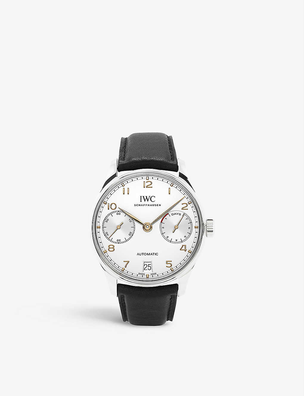 Iwc Schaffhausen Iw500704 Portugieser Stainless-steel And Leather Automatic Watch In Black