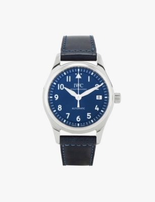 Iwc Schaffhausen Iw324008 Pilot Stainless-steel And Leather Automatic Watch In Blue