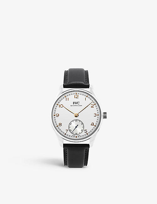 IWC SCHAFFHAUSEN: IW358303 Portugieser stainless-steel and leather automatic watch
