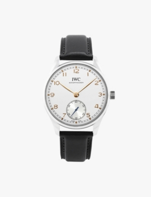 Iwc Schaffhausen Iw358303 Portugieser Stainless-steel And Leather Automatic Watch In Black