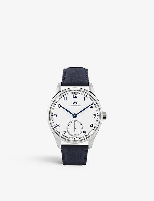 IWC SCHAFFHAUSEN: IW358304 Portugieser stainless-steel and leather automatic watch