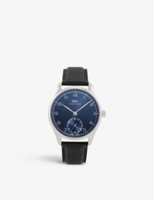 Iwc Schaffhausen Iw358305 Portugieser Stainless-steel And Leather Automatic Watch In Black