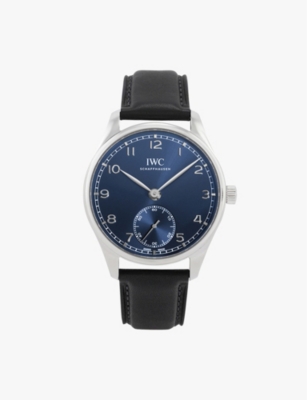 Iwc Schaffhausen Iw358305 Portugieser Stainless-steel And Leather Automatic Watch In Black