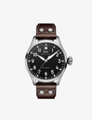 Iwc Schaffhausen Men's Brown Iw329301 Big Pilot's Stainless-steel And Leather Automatic Watch