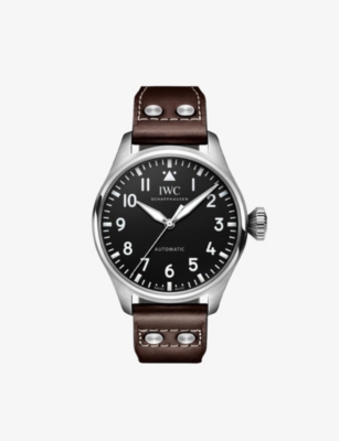 Iwc Schaffhausen Mens  Iw329301 Big Pilot's Stainless-steel And Leather Automatic Watch In Brown