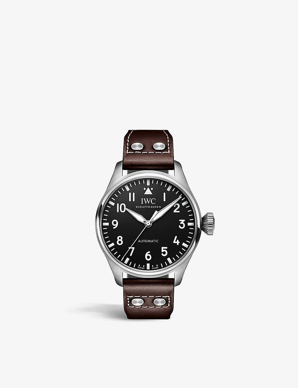 Iwc Schaffhausen Men's Brown Iw329301 Big Pilot's Stainless-steel And Leather Automatic Watch