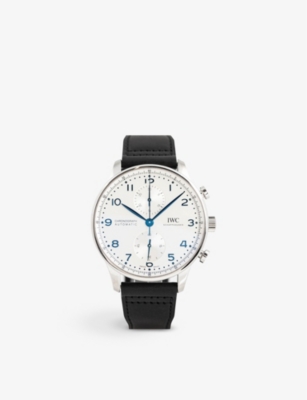 Iwc Schaffhausen Mens Blue Iw371605 Portugieser Stainless-steel And Leather Automatic Watch