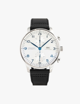 Iwc Schaffhausen Mens Blue Iw371605 Portugieser Stainless-steel And Leather Automatic Watch