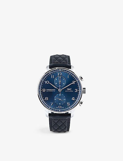 IWC SCHAFFHAUSEN: IW371606 Portugieser stainless-steel and leather automatic watch