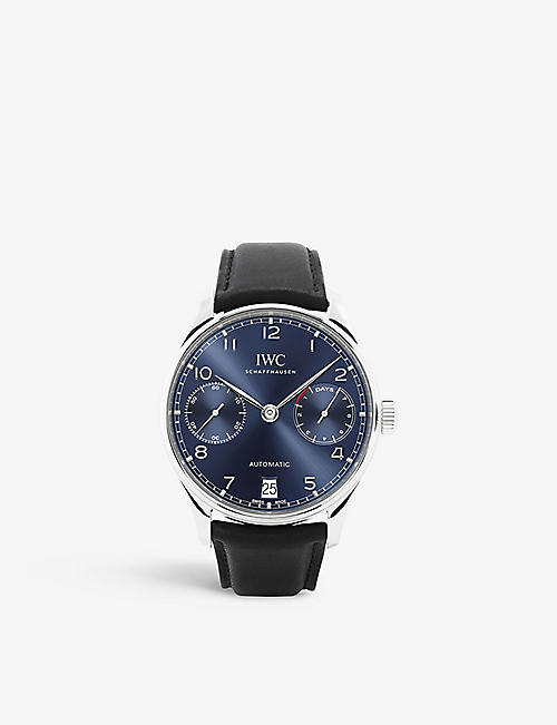 IWC SCHAFFHAUSEN: IW500710 Portugieser stainless-steel and leather automatic watch