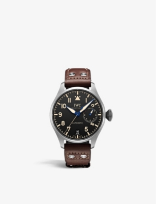 Iwc Schaffhausen Men's Brown Iw501004 Big Pilot's Titanium And Leather Automatic Watch
