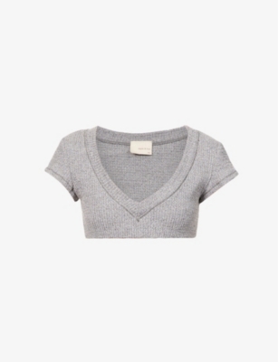 STAPLE & HUE - Tully cropped cotton-blend top