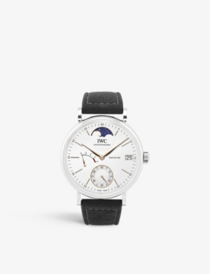 IWC SCHAFFHAUSEN: IW516401 Portofino stainless-steel and suede manual watch