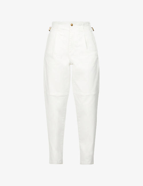THE MANNEI: Tapered high-rise stretch-cotton trousers