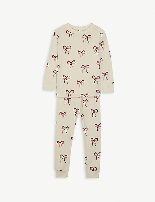 睡着的母鹿：蝴蝶结印花棉质睡衣套装 1-13 岁