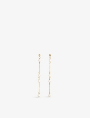 THE ALKEMISTRY: Poppy Finch 14ct yellow-gold and freshwater pearl drop earrings