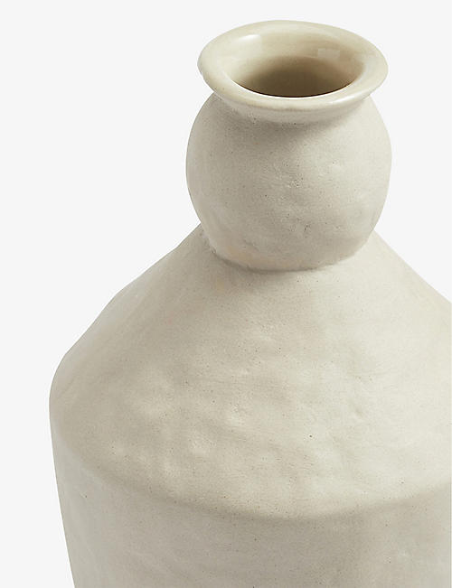 Dolls House Miniature Handmade Tall Ceramic Stoneware Ribbed Vase 