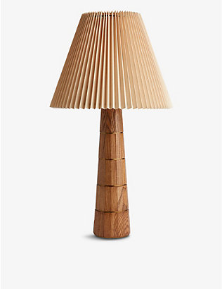 SOHO HOME: Facet fluted solid oak table lamp 70cm
