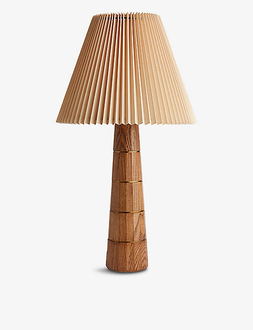 SOHO HOME: Facet fluted solid oak table lamp 70cm