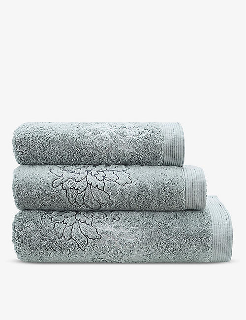 BOSS: Garden Reflect embroidered cotton guest towel 40x60cm