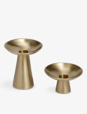 SOHO HOME Marlton brushed brass candle holders set of two