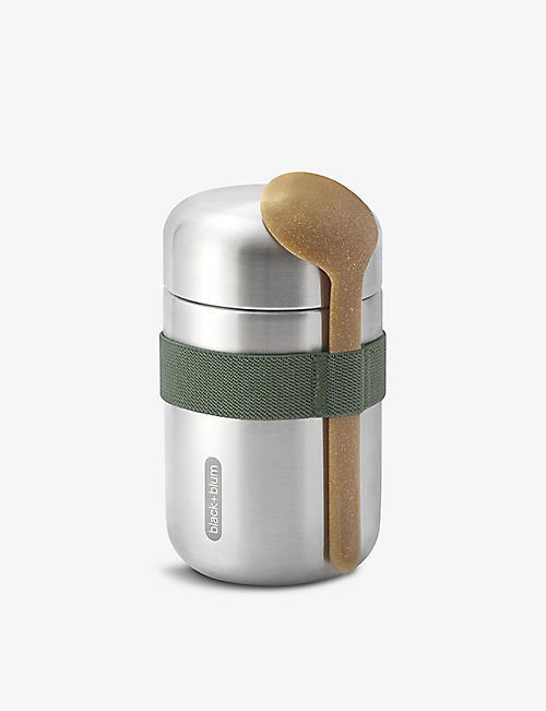 BLACK+BLUM: Reusable stainless-steel, wood fibre, silicone and nylon food flask 400ml