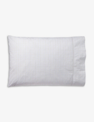 Ralph Lauren Navy Tattersall Check-print Organic-cotton Standard Pillowcase 75cm X 50cm Standard
