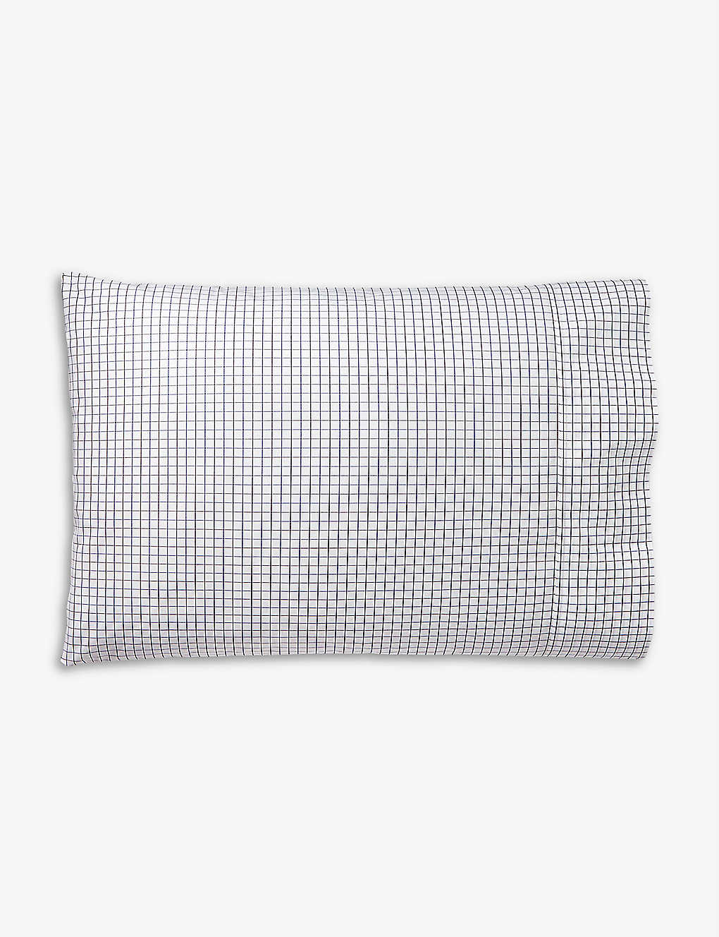 Ralph Lauren Navy Tattersall Check-print Organic-cotton Standard Pillowcase 75cm X 50cm Standard