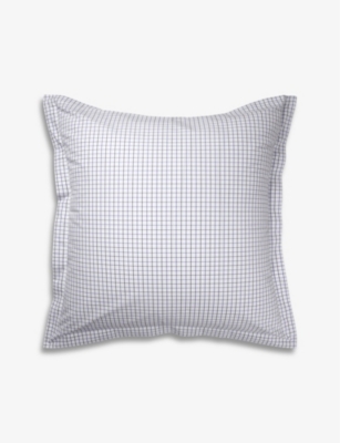 Ralph Lauren Navy Tattersal Check-print Organic-cotton Oxford Pillowcase 65cm X 65cm Square