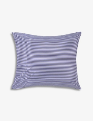Ralph Lauren Navy Shirting Striped Organic Cotton Oxford Pillowcase 65cm X 65cm Square