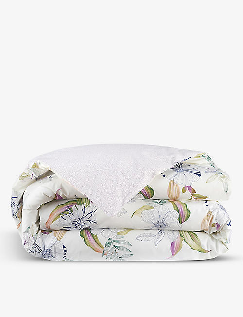 YVES DELORME: Belle De Nuit flower-print cotton duvet cover